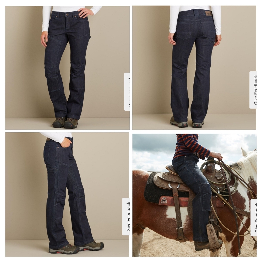 Duluth Trading Sz 12 Dark Wash Stretch Mid Rise Double Knee Shaping Curvesetter - Picture 2 of 11